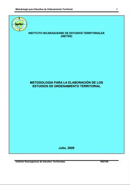 Metodología para la Elaboración de los Estudios de Ordenamiento Territorial (Nicaragua)